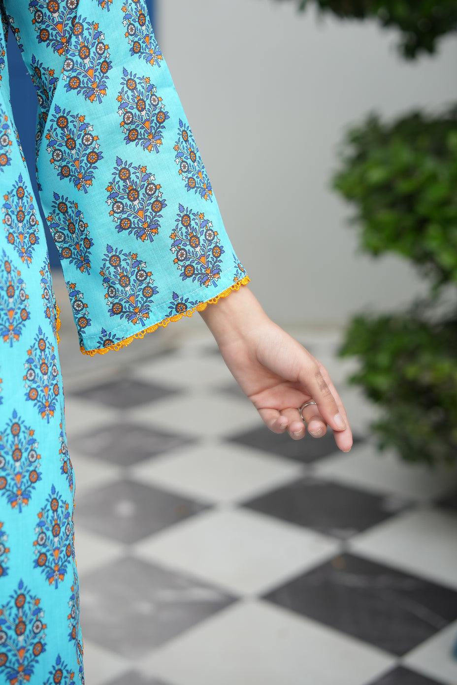 Azure Bloom Printed 3-Piece Suit (Premium Lawn)