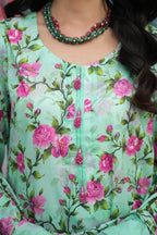 Mint Rose Printed 3-Piece Suit (Premium Lawn)