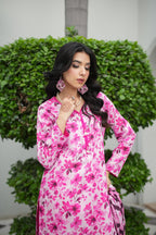 Pink Rose Printed 3-Piece Suit (Premium Lawn)