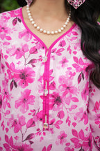 Pink Rose Printed 3-Piece Suit (Premium Lawn)