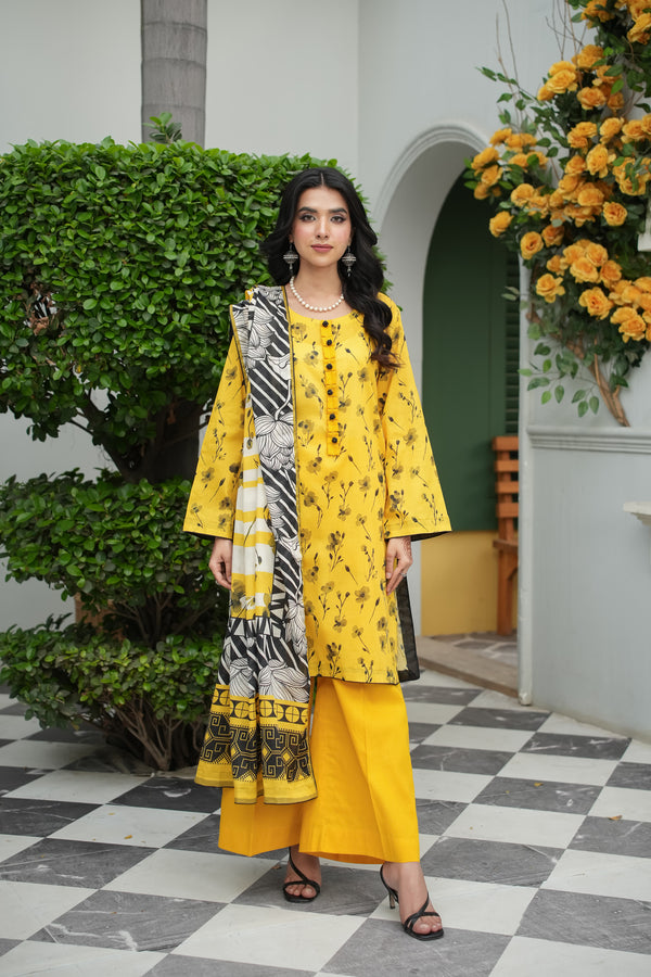 Zarnish Cobalt Ethnic 3-Piece Suit (Premium Lawn)