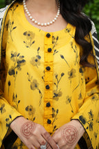 Zarnish Cobalt Ethnic 3-Piece Suit (Premium Lawn)