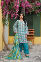 Zarnish Rose Bloom Printed 3-Piece Suit (Premium Lawn)