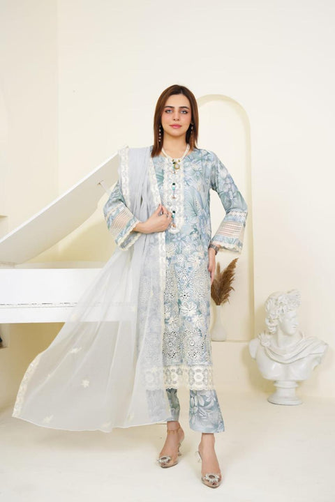 Ice Berg Embroidered 3-Piece Suit ( Winter Stuff )