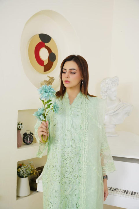 Mint Grace Embroidered 3-Piece Suit ( Winter Stuff )