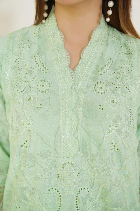 Mint Grace Embroidered 3-Piece Suit ( Winter Stuff )