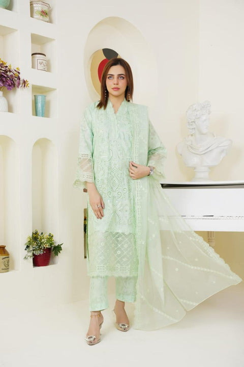 Mint Grace Embroidered 3-Piece Suit ( Winter Stuff )