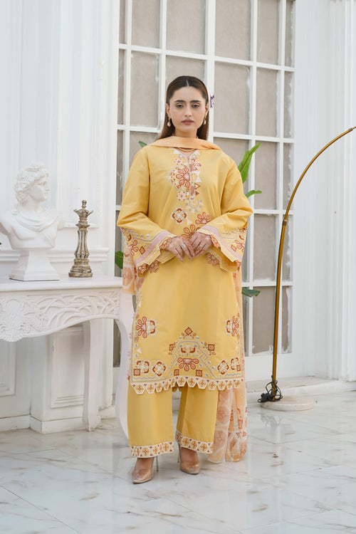 Zarnish Azure Noir Embroidered Cotton Lawn 3-Piece