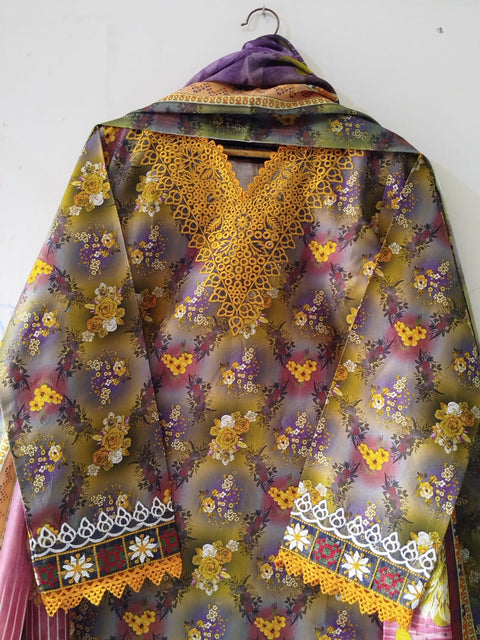 Premium Embroidered 3 Piece Suit Elegant Floral Printed Design