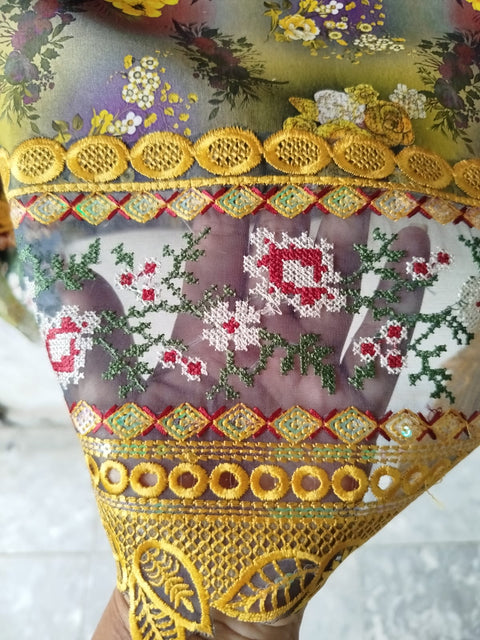 Premium Embroidered 3 Piece Suit Elegant Floral Printed Design