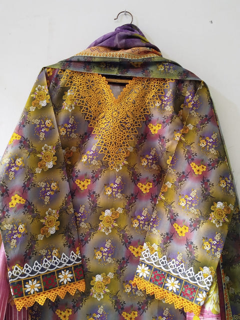 Premium Embroidered 3 Piece Suit Elegant Floral Printed Design